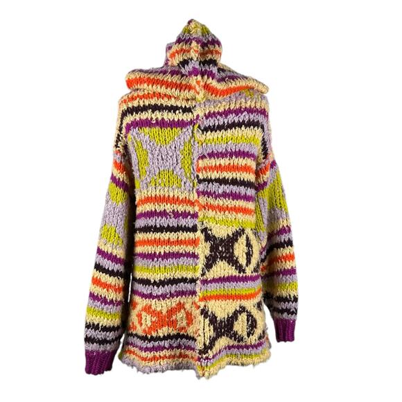 FREE PEOPLE Peggy Wool Blend Open Cardigan Sweater Sunshine Orchid Size XS Boho - Picture 3 of 10